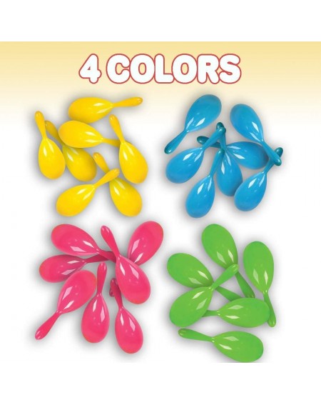 Noisemakers 4 Inch Plastic Maracas for Kids - 12 Pairs - Neon Music Hand Shakers - Fun Noise Makers and Toy Musical Instrumen...