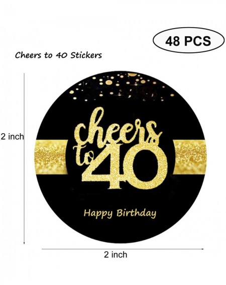 Party Favors 48 PCS Cheers to 40 Stickers Large Bottle Stickers 40th Birthday Stickers Card Seals 2 INCHES Round Happy Birthd...
