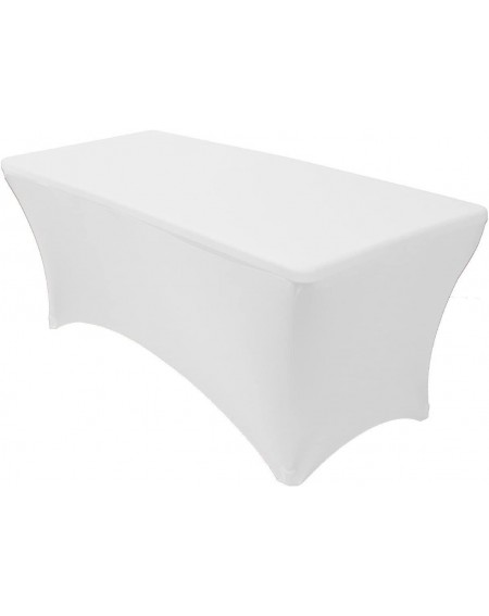 Tablecovers 8 ft Rectangular Fitted Spandex Tablecloths Patio Table Cover Stretchable Tablecloth - White - White - C011PNDT99...