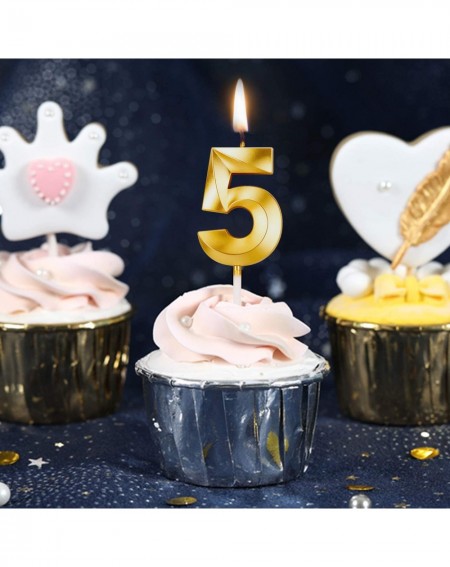 Birthday Candles Gold 3D Diamond Shape Happy Birthday Cake Candles with Fold Design Number Candles Number 7 Birthday Candle C...