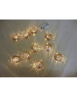 Indoor String Lights 10 Warm White LED Metal Filigree Heart Shaped Fairy Lights - Christmas Lights - Everyday Lights - Bedroo...
