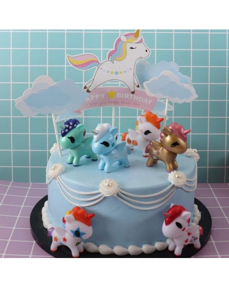 Cake & Cupcake Toppers Unicorn Cake Topper Figures Toy Dolls Birthday Standup Cake Topper Cake Decorations Candle Unicorn Par...