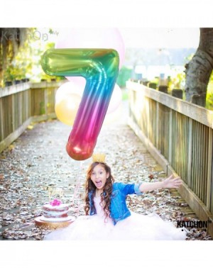Balloons Giant Rainbow Jelly Number 7 Balloons - Large- 40 Inch- Colorful Gradient 7 Birthday Balloons - 7th Birthday Decorat...