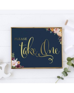Banners & Garlands Unframed 8 5x11 inch Guestbook - Navy Blue Burgundy Coral Florals Flowers With Metallic Gold Ink - CF18OAN...