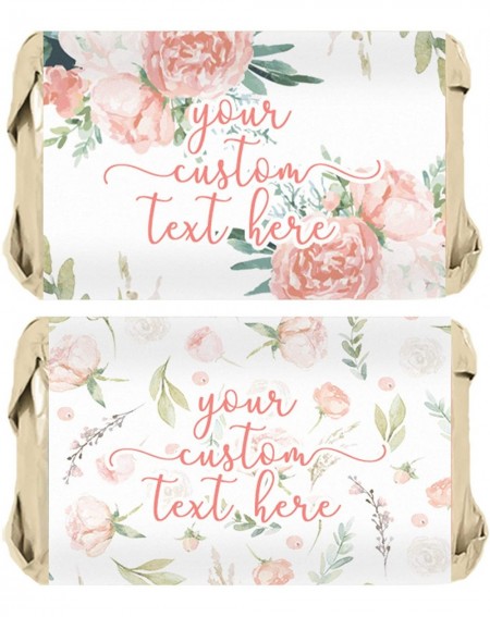 Favors Personalized Pink Floral Party Mini Candy Bar Label Wrappers - 45 Stickers - C819C2XKSX7 $13.09