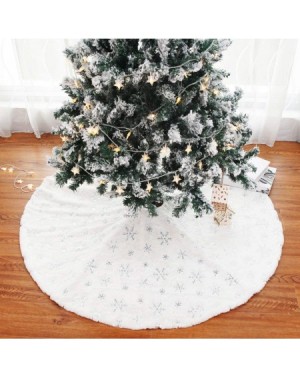 Tree Skirts Christmas Tree Skirt Decorations - 48 Inches White Faux Fur Snowflake Tree Skirt Rustic Large Tree Xmas Ornaments...
