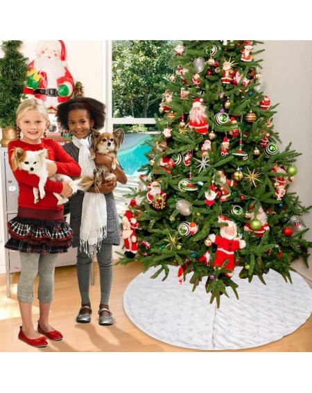 Tree Skirts Christmas Tree Skirt Decorations - 48 Inches White Faux Fur Snowflake Tree Skirt Rustic Large Tree Xmas Ornaments...