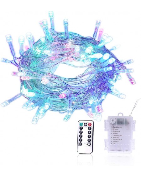 Outdoor String Lights Christmas LED String Lights 8 Modes 33Ft 100 LEDs Battery Operated 8 Modes Twinkling Starry Fairy Light...