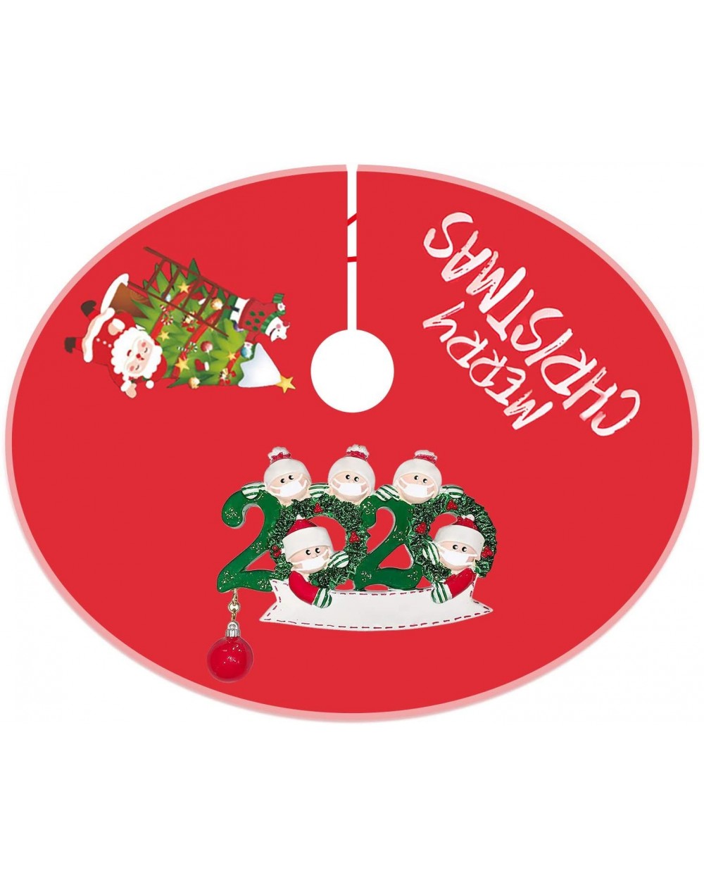 Tree Skirts Merry Christmas Tree Skirt Red- 2020 Quarantine Personalized Survived Family Customized Christmas Tree Skirt Xmas...