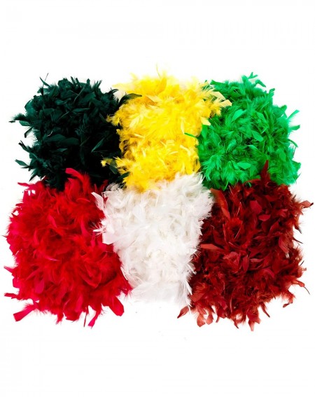 Party Favors Christmas Feather Boas - 6 Pack of 6 Feet Long Boas with Vibrant Colorful Feathers - Great for Costumes- Christm...
