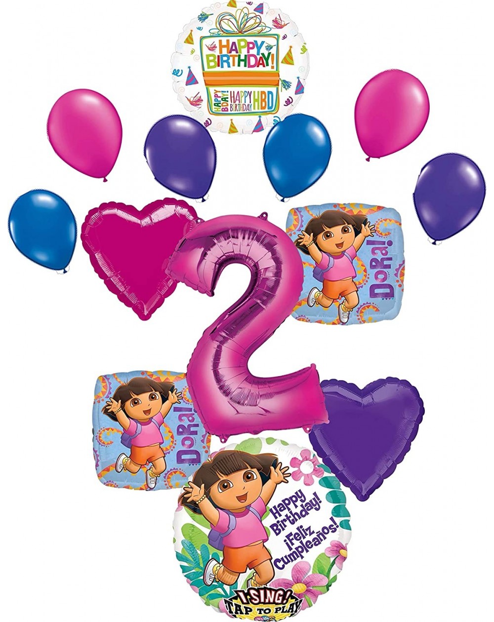 Balloons Dora the Explorer Party Supplies 2nd Birthday Balloon Bouquet Decorations - C918ZDN5GRA $18.06