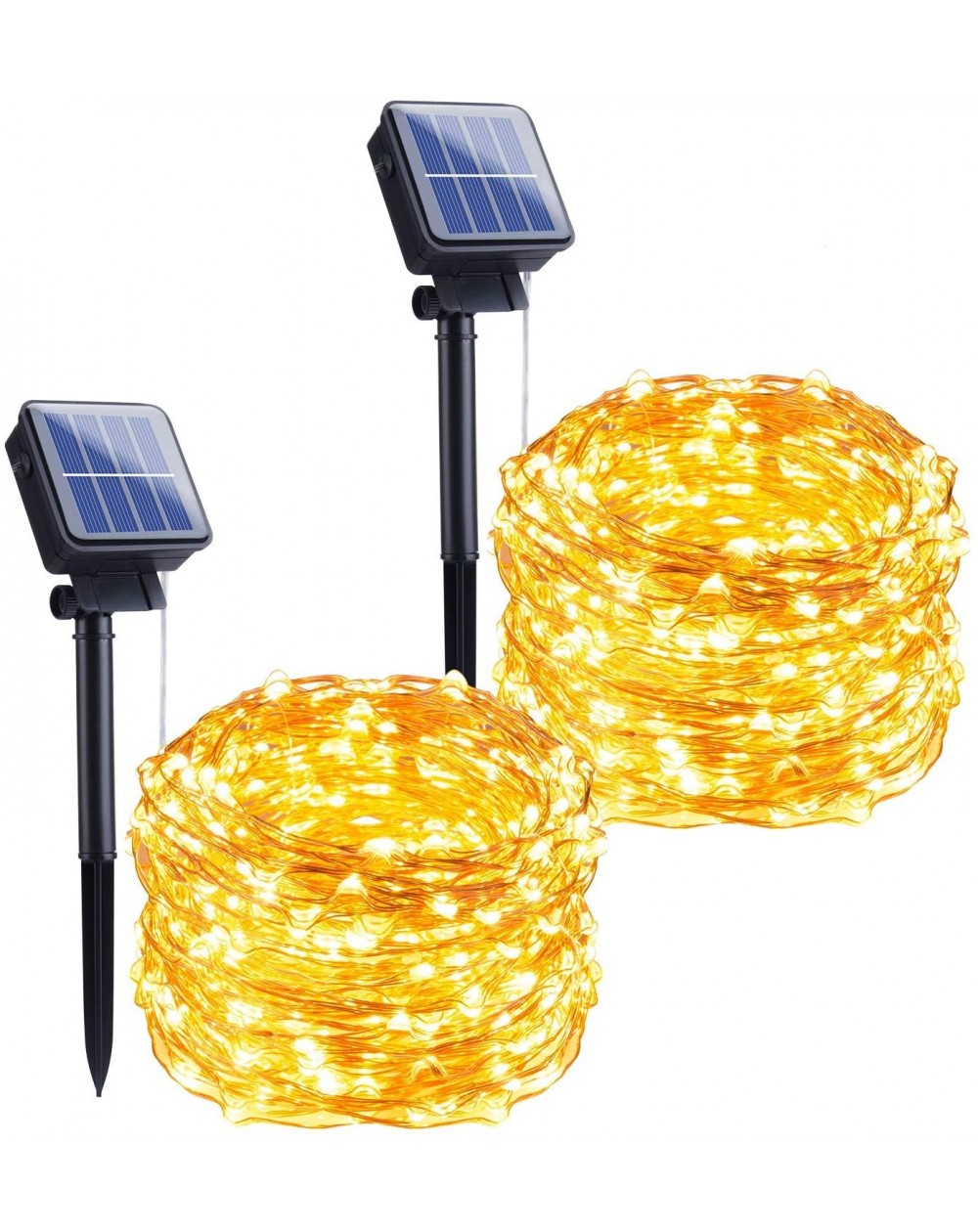 Outdoor String Lights Outdoor Solar String Lights- 2 Pack 33FT 100 LED Solar Powered Fairy Lights with 8 Lighting Modes Water...