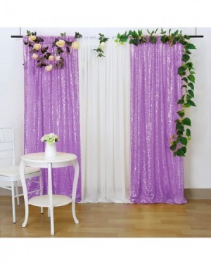 Photobooth Props Lavender Sequin Backdrop 2 Pieces 2FTx8FT Photo Booth Backdrop Drape Sequin Curtains for Christmas Parties B...