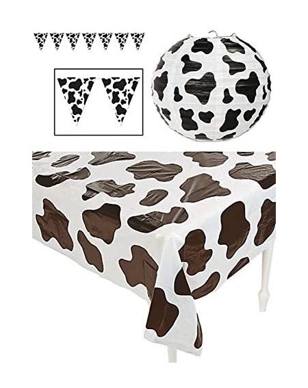 Tablecovers Cow Party Decorations Set - (3) Cow Print Lanterns- (1) Pennant Banner- (1) Tablecloth - CT18RDZR2DA $27.65
