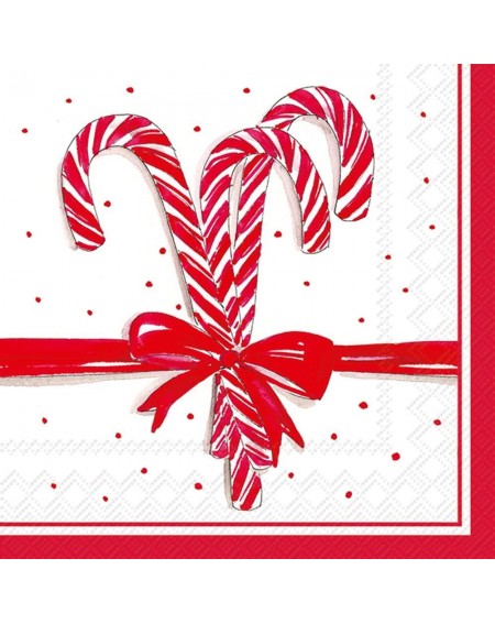 Tableware C801100 IHR Roseanne Beck Collection Cocktail Beverage Paper Napkins- 5" X 5"- Candy Canes - CT18GD4NOHG $19.27