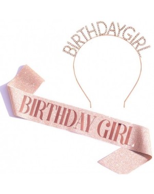 Favors Birthday Girl Sash & Rhinestone Headband Set - Birthday Sash Birthday Gifts for Women Birthday Party Supplies (Rose Go...