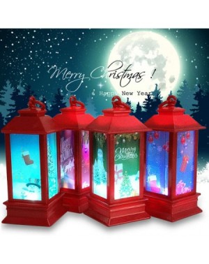 Candleholders Christmas Portable Lanterns Orange Candle LED Christmas Lamp Vintage Style Decorative Lantern - Red - C719IA0WG...
