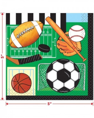 Party Packs Sports Theme Party Football Basketball - Mutli Sport Paper Dessert Plates and Beverage Napkins (Serves 16) - CI19...