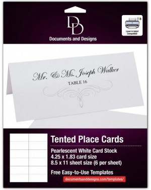 Place Cards & Place Card Holders Decadent Flourish Printable Place Cards- Silver- Set of 60 (10 Sheets)- Laser & Inkjet Print...