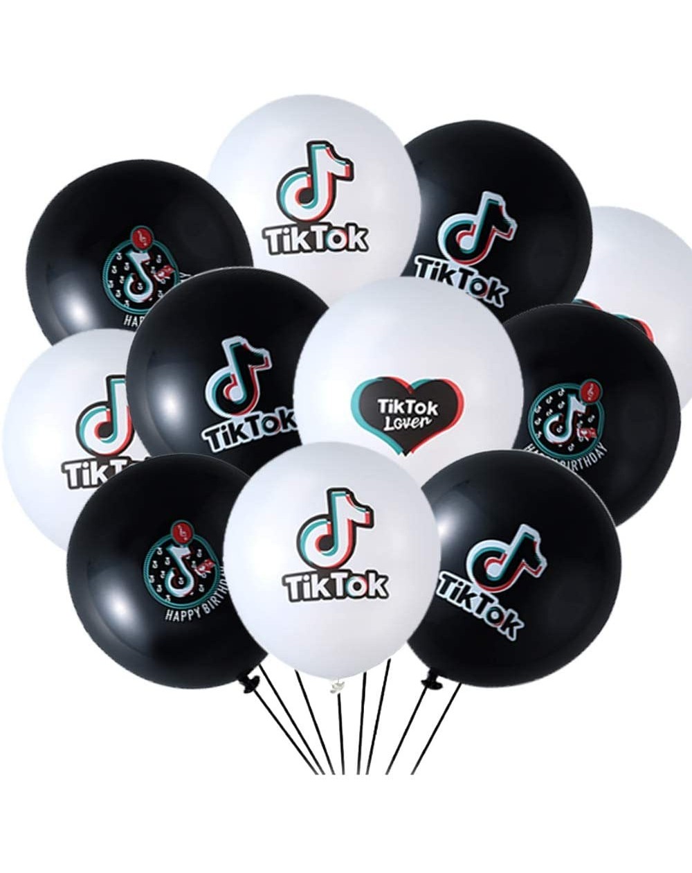 Balloons 40pcs TikTok Balloons- Happy Birthday Latex Party Balloons with tiktok Logo for TikTok Theme Birthday Party Supplies...