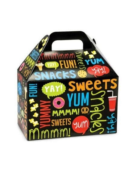 Favors Designed Gable Gift Box 8.5"x4.75"x5.5" with Handle Choose Design (Snack Attack) npKN403 - (Snack Attack) - CX192GCU20...