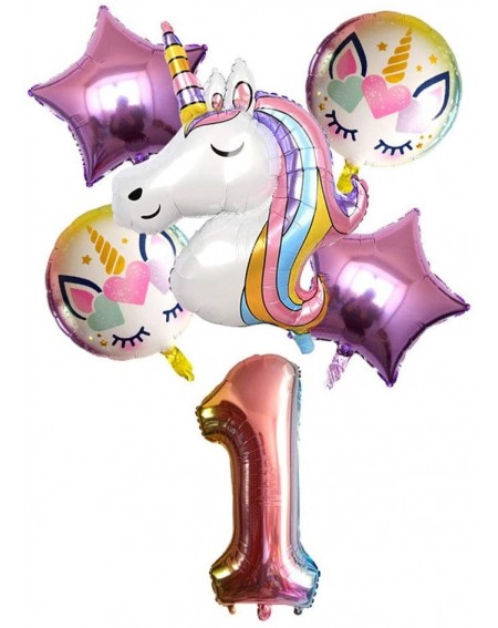 Balloons Rainbow Unicorn Balloons Birthday Party Decorations Large Rainbow Unicorn Foil Balloon Bouquet for Unicorn Theme 1st...