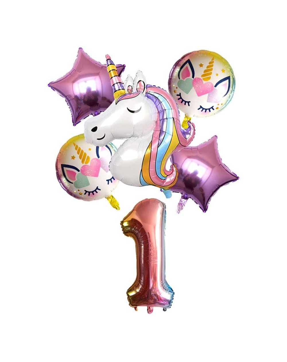 Balloons Rainbow Unicorn Balloons Birthday Party Decorations Large Rainbow Unicorn Foil Balloon Bouquet for Unicorn Theme 1st...