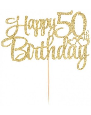 Confetti Golden Glitter 50 Happy Birthday Cake Topper - Birthday Party Decorations Supplies (50) - 50 - CU19HQA6Y55 $9.48