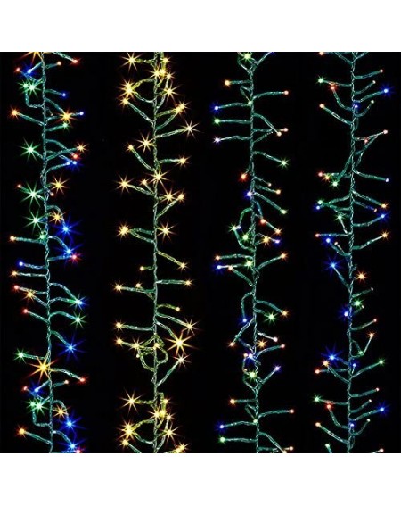 Indoor String Lights 19.6' Warm White and Multicolored Compact Cluster Lights with Green Wire and Remote Function G3837076 - ...