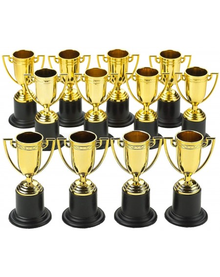 Party Favors Plastic Trophies - 24 Pack 4 Inch Cup Golden Trophies for Children- Competitions- Awards- Parties- Party Favors-...