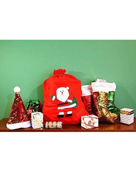 Stockings & Holders 2 Pack Christmas Santa Sacks - Personalized Xmas Santa Bags for Kids - Non-Woven Fabric with Drawstring G...