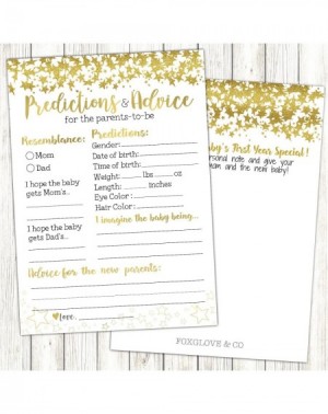 Invitations 50 Gold Baby Shower Prediction and Advice Cards - Baby Shower Games for Girls- Boys or Gender Neutral Party - Adv...