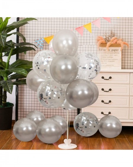 Balloons Balloons 50pcs 12inches silver confetti & pearlised silver balloons for Party Decorations Anniversary/Birthday/Baby ...