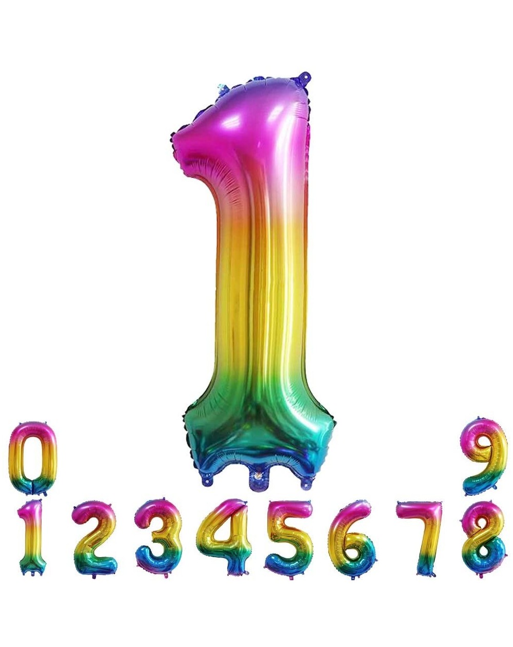 Balloons 40 Inch Large Rainbow Balloon Number 1 Balloon Helium Foil Mylar Balloons Party Festival Decorations Birthday Annive...