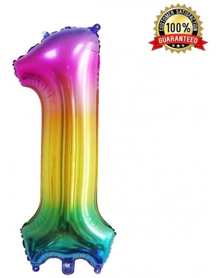 Balloons 40 Inch Large Rainbow Balloon Number 1 Balloon Helium Foil Mylar Balloons Party Festival Decorations Birthday Annive...