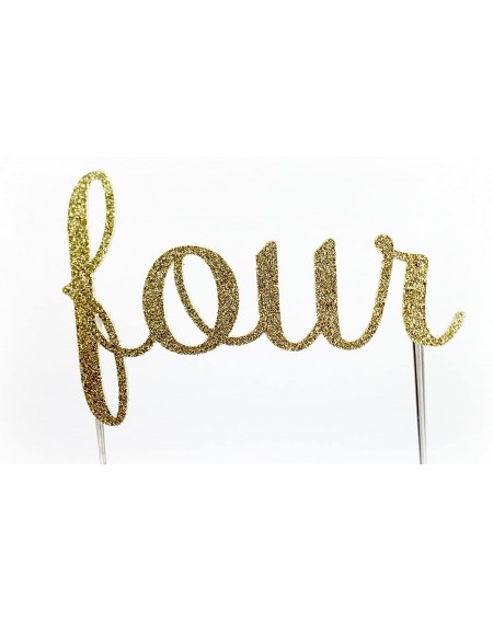 Cake & Cupcake Toppers Handmade 4th Birthday Cake Topper Decoration - Four - Double Sided Gold Glitter Stock - CH1856UOUDK $1...