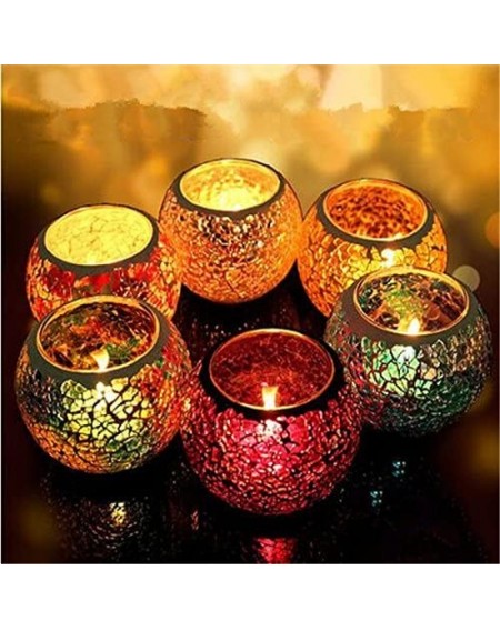 Candleholders Chinese Handmade Colorful Mosaic Glass Tealight Candle Holder Tealight Votive Holder for Wedding Home Christmas...