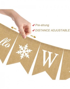 Banners & Garlands Jute Burlap Hello Winter Banner with Snowflake Christmas Mantel Fireplace Garland Decoration - CW18YQOGHNL...