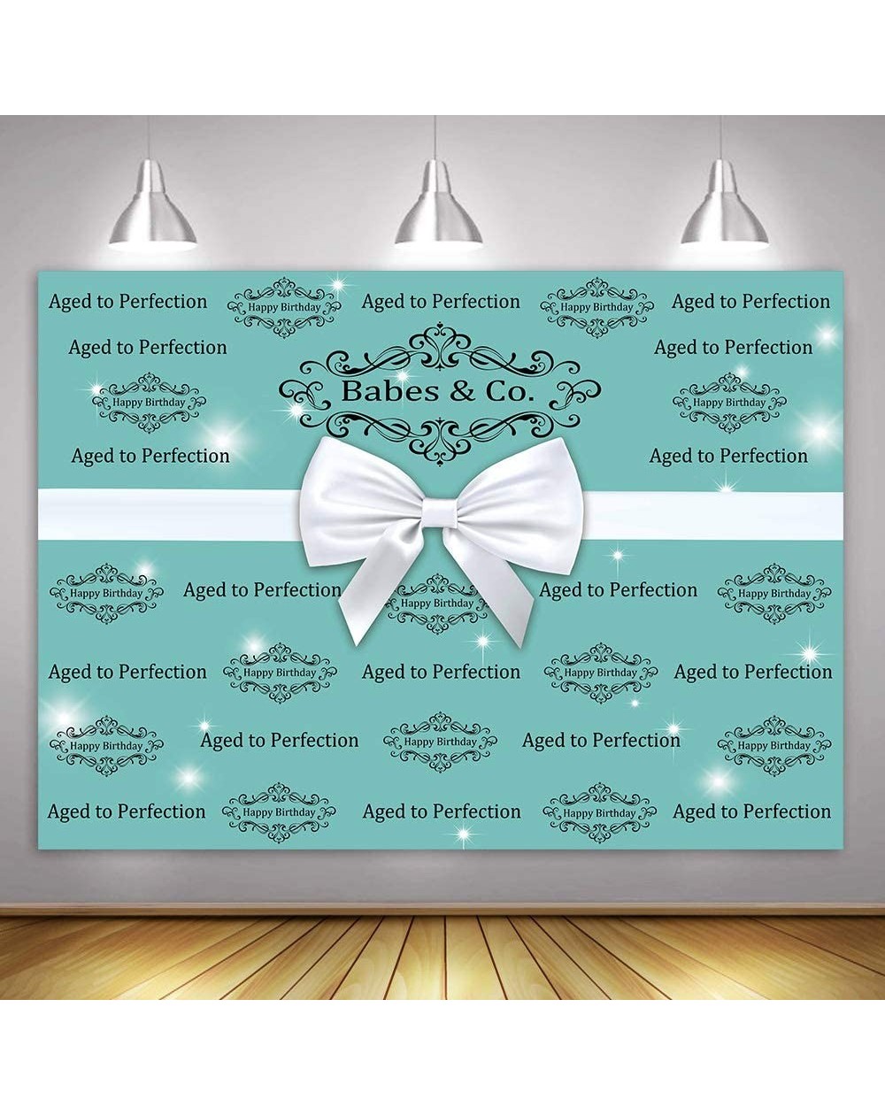 Photobooth Props 10X7ft Babes Co Blue Turquoise Bowknot Photography Backdrop Aged to Perfection Glitter Step and Repeat Break...