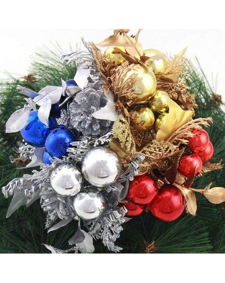 Ornaments Christmas Picks Decorations- 4pcs Xmas Tree Decoration Ornaments Flower Arrangement Picks Embellished with Bauble a...