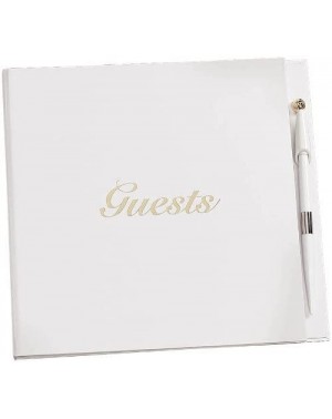 Party Packs Gold Etched Wedding Anniversary Party Guest Book with Pen - White - CT114UGERAF $18.15