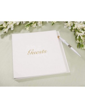 Party Packs Gold Etched Wedding Anniversary Party Guest Book with Pen - White - CT114UGERAF $18.15