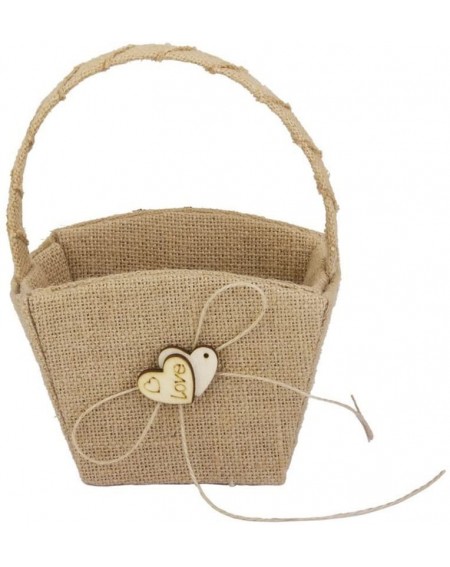 Ceremony Supplies Double Heart Wedding Flower Girl Basket with Bowknot - CB12LK70N1T $24.04
