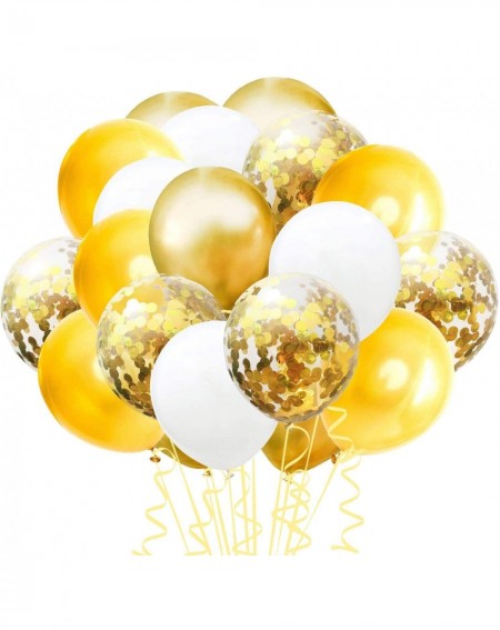 Balloons Confetti Balloons Set- 60 Pack 12" White Gold and Confetti Latex Balloons Colorful Balloon Party Kit Supplies for We...