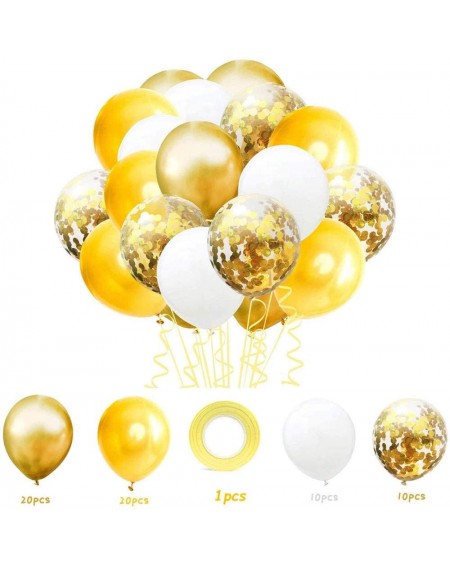 Balloons Confetti Balloons Set- 60 Pack 12" White Gold and Confetti Latex Balloons Colorful Balloon Party Kit Supplies for We...