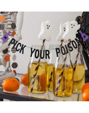 Banners Black Glittery Pick Your Poison Banner- Halloween Party Decorations-Kid Halloween Party Decorations-Halloween Party S...