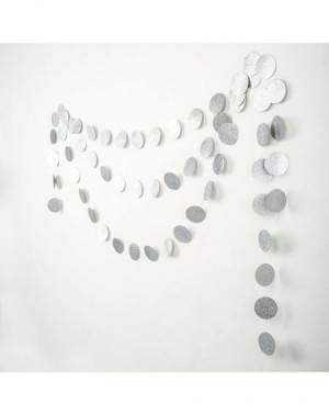 Banners & Garlands Paper Garland Silver Glitter 2.5" Circle Dots Decoration 2pc 20 feet in Total - Silver Glitter - C3186N9ZC...