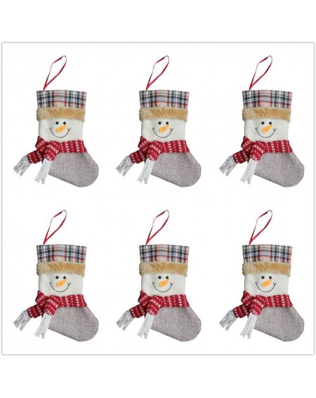 Stockings & Holders Christmas 3D Decorative Socks Candy Gift Bag- Snowman Gift Card Silverware Holders Pack of 6 Mini Christm...