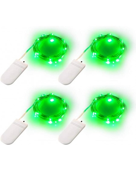 Indoor String Lights 4 Pack Green Fairy Lights 10ft 30 Micro LED String Lights Battery Operated Firefly Lights on Copper Wire...