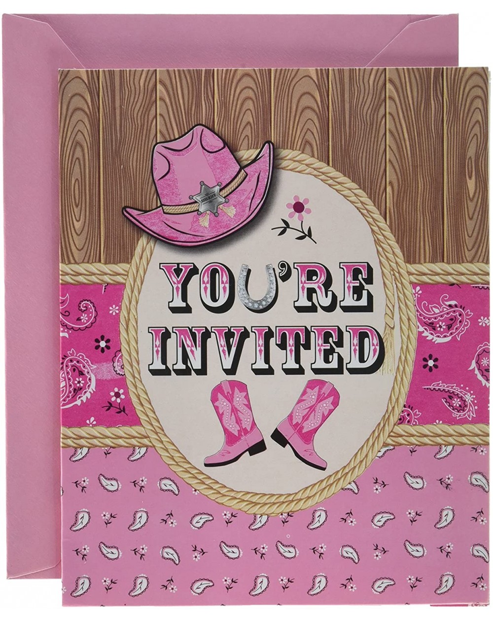Invitations 8-Count Foldover Party Invitations- Pink Bandana Cowgirl - Pink Bandana Cowgirl - CA12DVNZKIB $8.10